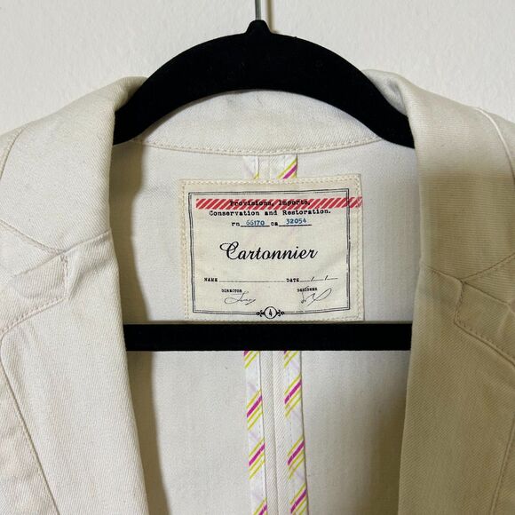 Anthropologie Cartonnier White Denim One Button Blaze Size 4 - Picture 5 of 6